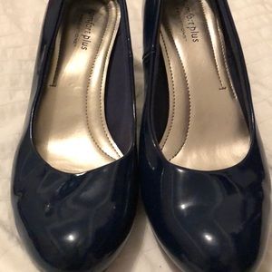 Navy blue patent leather heels